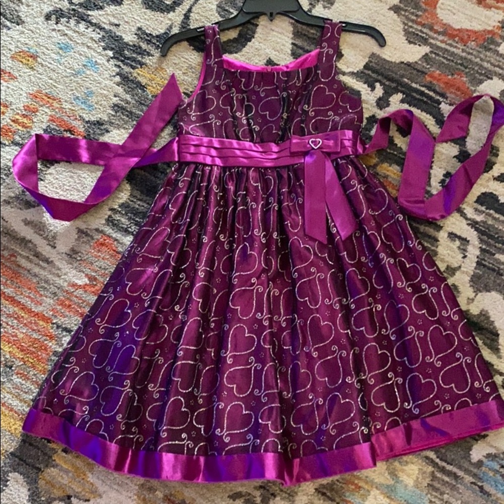 Fuchsia dressy dress with glittery hearts valentines dance party